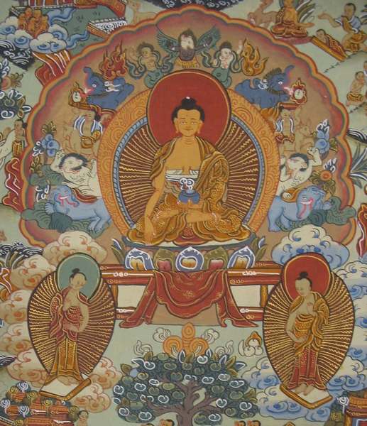 Tibetan Thangka Of Buddha Life Story