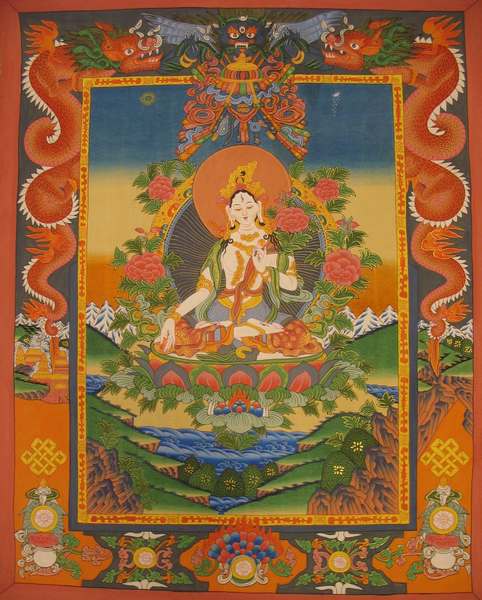 Tibetan Thangka Of White Tara