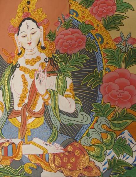 Tibetan Thangka Of White Tara