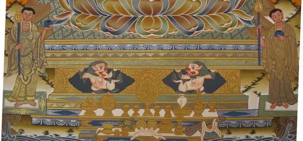 Tibetan Thangka Of Medicine Buddha, [24k Real Gold]