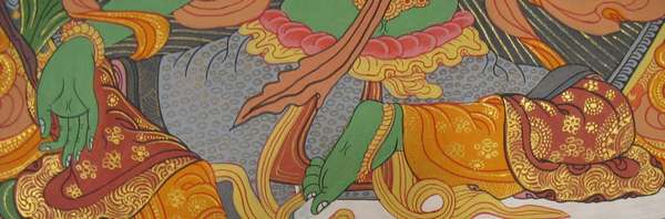 Tibetan Thangka Of Green Tara