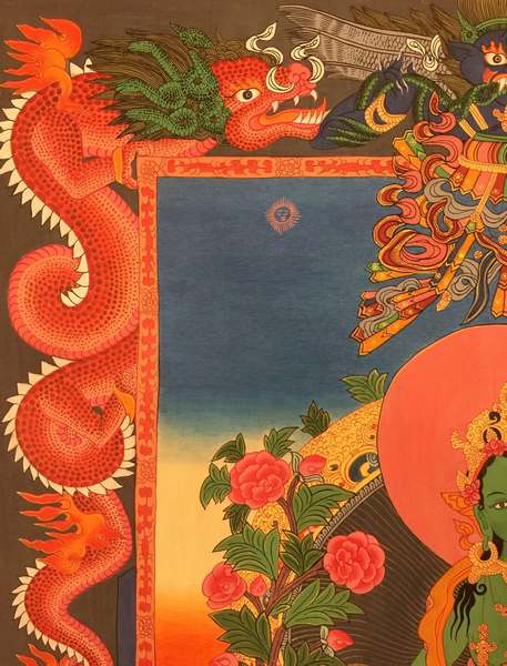 Tibetan Thangka Of Green Tara