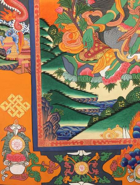 Tibetan Thangka Of Green Tara