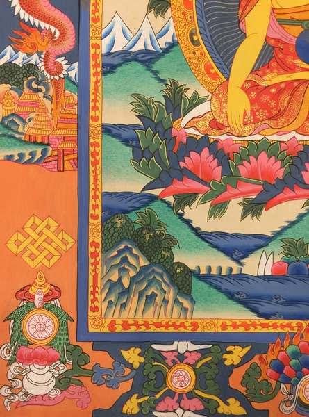 Tibetan Thangka Of Shakyamuni Dragon