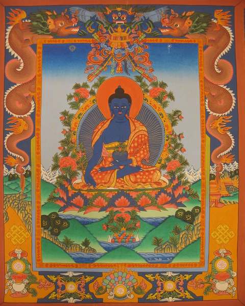 Tibetan Thangka Of Medicine Buddha