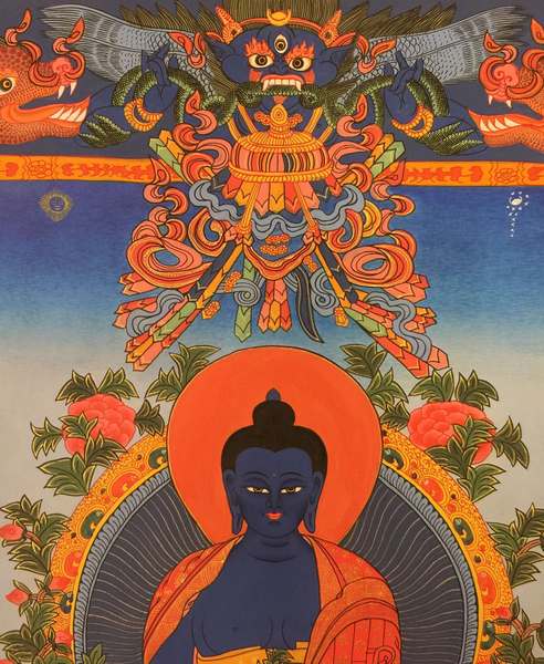 Tibetan Thangka Of Medicine Buddha