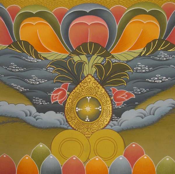 Tibetan Thangka Of Shakyamuni, [24k Real Gold]