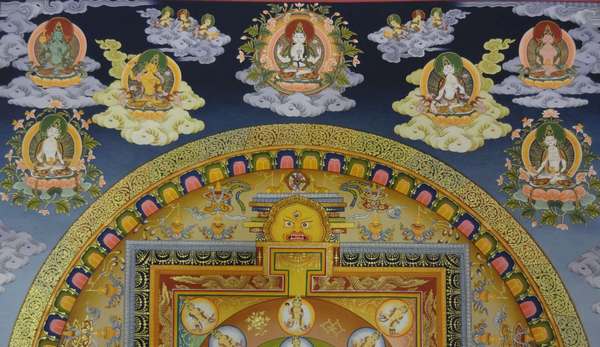 Tibetan Thangka Of Lokeshvara Mandala, [24k Real Gold]