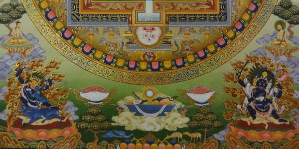 Tibetan Thangka Of Lokeshvara Mandala, [24k Real Gold]