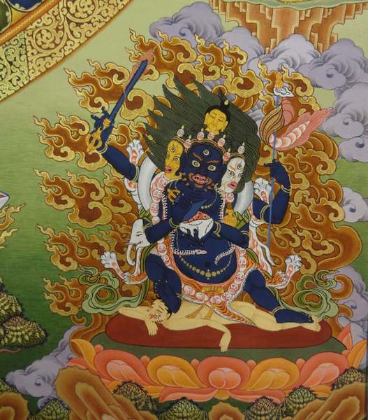 Tibetan Thangka Of Lokeshvara Mandala, [24k Real Gold]