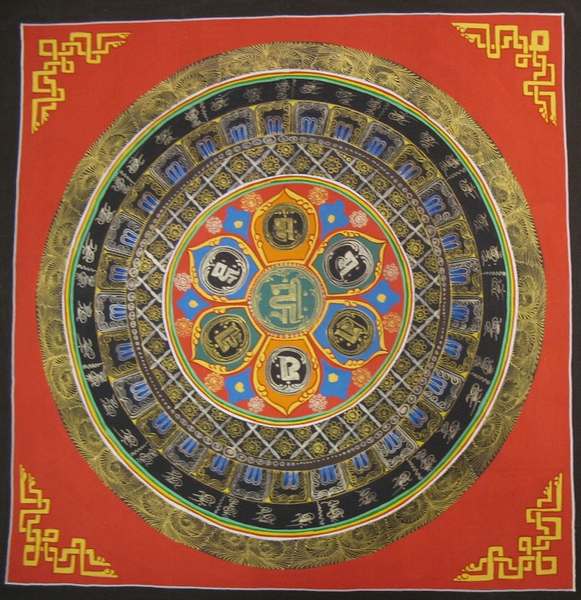 Tibetan Thangka Of Round Mandala