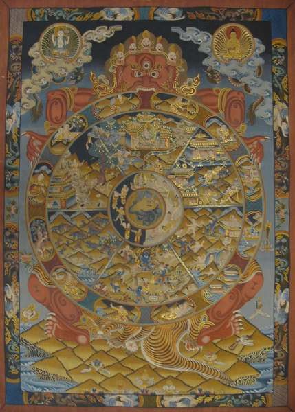 [hq] Tibetan Thangka Of Wheel Of Life, [24k Real Gold]