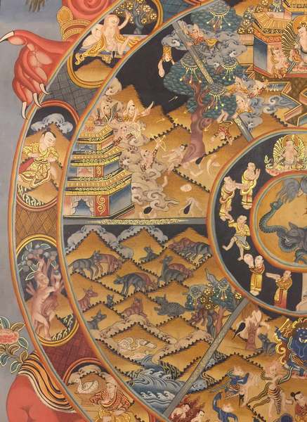 [hq] Tibetan Thangka Of Wheel Of Life, [24k Real Gold]