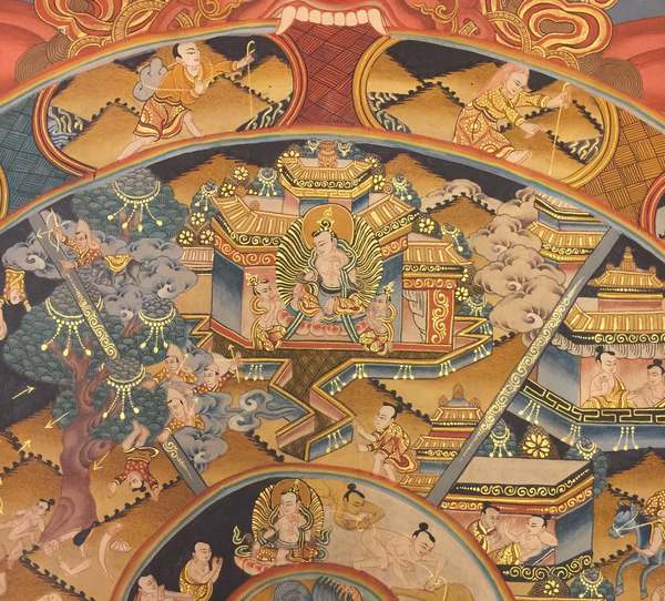 [hq] Tibetan Thangka Of Wheel Of Life, [24k Real Gold]