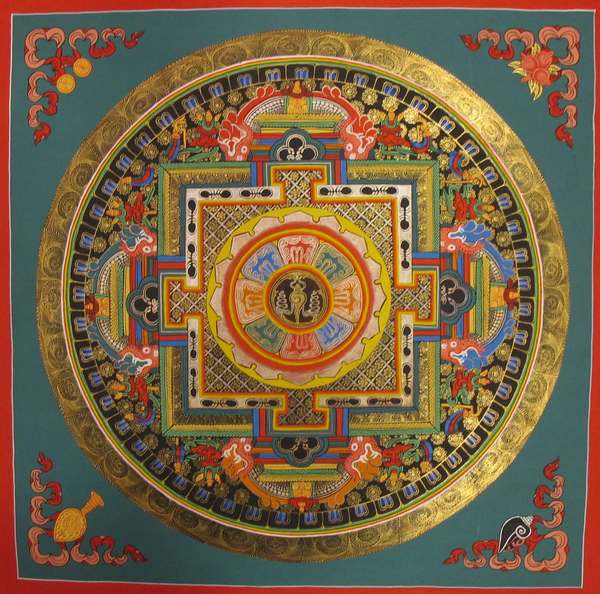 Tibetan Thangka Of Round Mandala