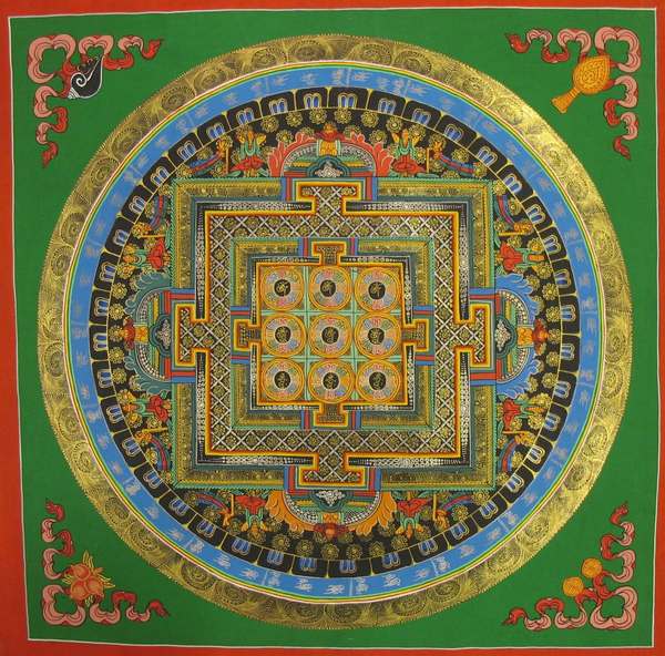 Tibetan Thangka Of Round Mandala