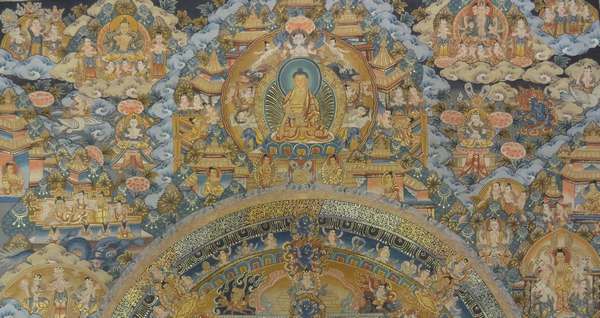 Tibetan Thangka Of Mandala, [24k Real Gold]