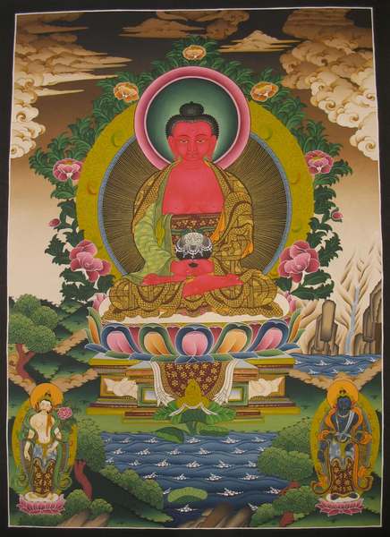 Tibetan Thangka Of Amitabha Buddha