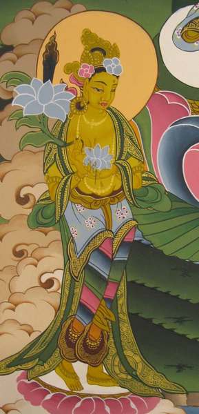 Tibetan Thangka Of Green Tara