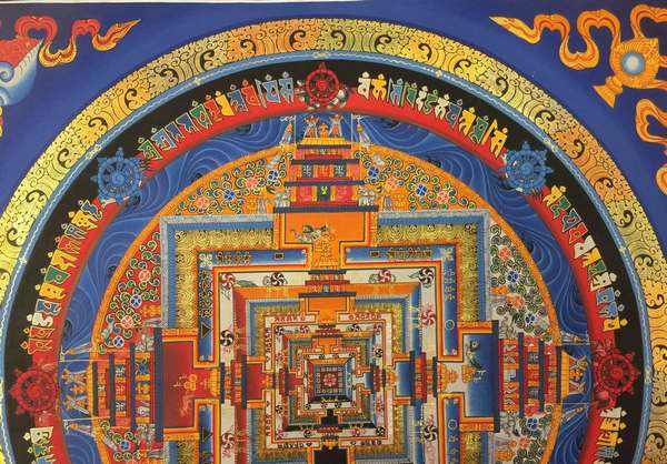 Tibetan Thangka Of Medium Large Kalachakra, [24k Real Gold]