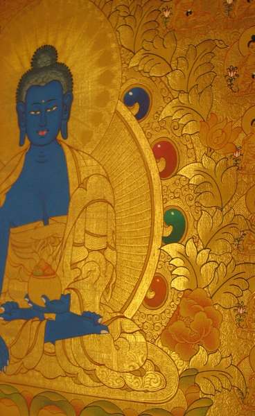 Tibetan Thangka Of 108 Medicine Buddha, [24k Real Gold]