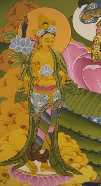 Tibetan Thangka Of Green Tara