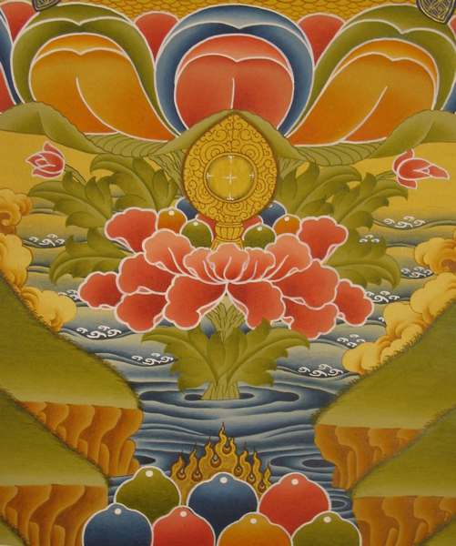 Tibetan Thangka Of White Tara, [24k Real Gold]