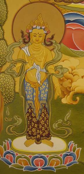 Tibetan Thangka Of White Tara, [24k Real Gold]