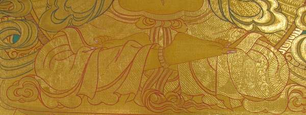 Tibetan Thangka Of Golden 108 Shakyamuni, [24k Real Gold]