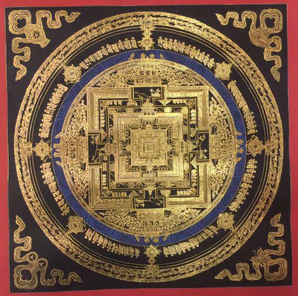 Tibetan Thangka Of Bandg Kalachakra Mandala Small