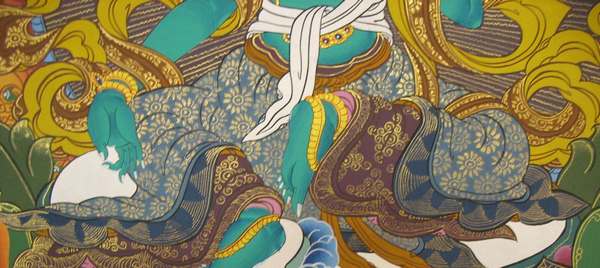 Tibetan Thangka Of Green Tara