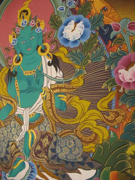 Tibetan Thangka Of Green Tara