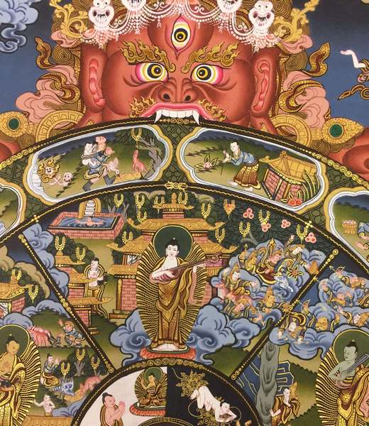 [master Quality] Tibetan Thangka Of Wheel Of Life, [24k Real Gold]