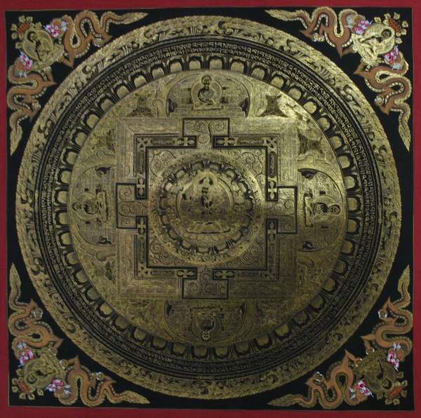 Tibetan Thangka Of White Tara, [24k Real Gold]