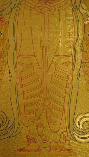 Tibetan Thangka Of Lokeshvara, [24k Real Gold]