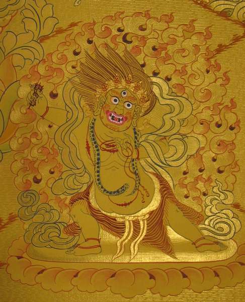 Tibetan Thangka Of Lokeshvara, [24k Real Gold]