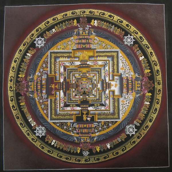 Tibetan Thangka Of Medium Kalachakra Mandala