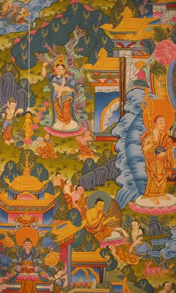 [master Quality] Tibetan Thangka Of Big Fine Buddha Life Story, [24k Real Gold], [rare Find]