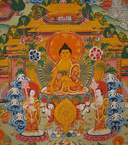 Tibetan Thangka Of Buddha Life Story, [24k Real Gold]