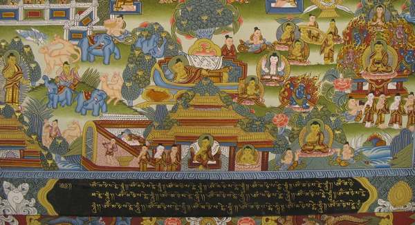 Tibetan Thangka Of Buddha Life Story, [24k Real Gold]