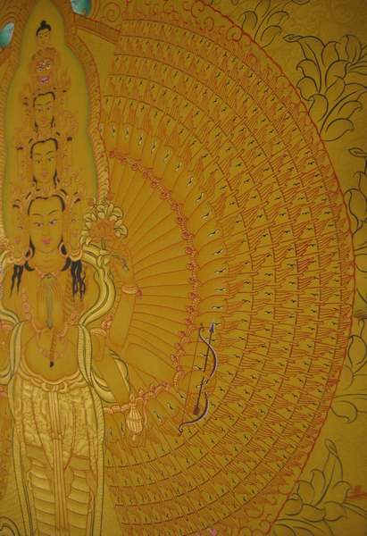 Tibetan Thangka Of Lokeshvara, [24k Real Gold]