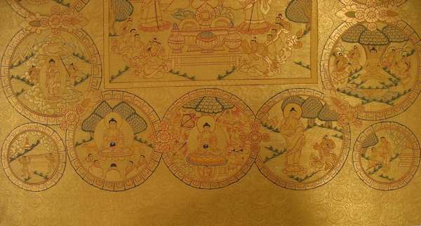 [hq] Tibetan Thangka Of Buddha Life Story, [24k Real Gold]