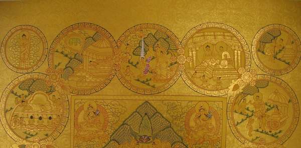 [hq] Tibetan Thangka Of Buddha Life Story, [24k Real Gold]