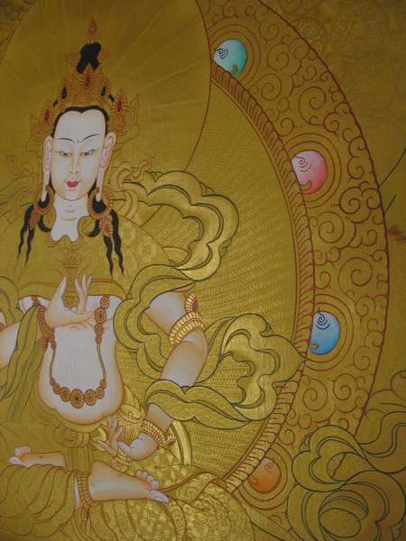 Tibetan Thangka Of Vajrasattva, [24k Real Gold]