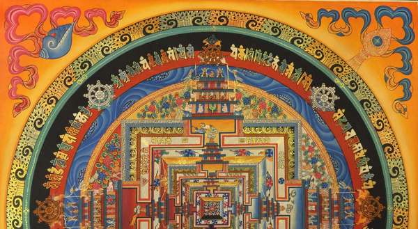 Tibetan Thangka Of Kalachakra Mandala