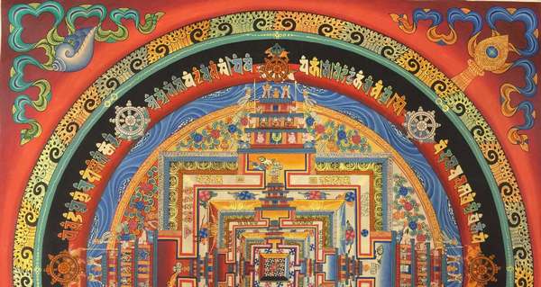 Tibetan Thangka Of Kalachakra Mandala