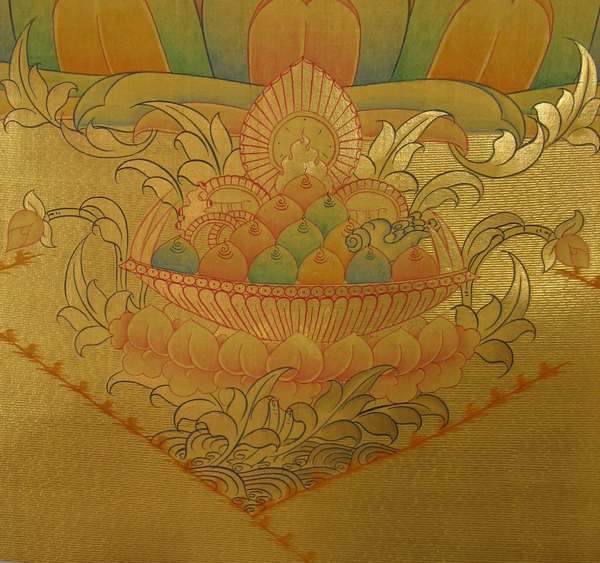 Tibetan Thangka Of Big Shakyamuni, [24k Real Gold]