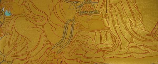 Tibetan Thangka Of Guru Rinpoche, [24k Real Gold]