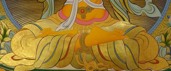 [hq] Tibetan Thangka Of Big Manjushri, [24k Real Gold]