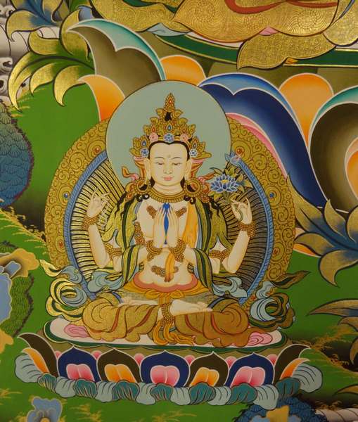 [hq] Tibetan Thangka Of Big Manjushri, [24k Real Gold]